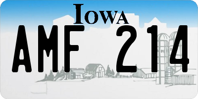 IA license plate AMF214