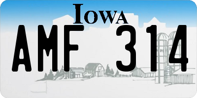 IA license plate AMF314