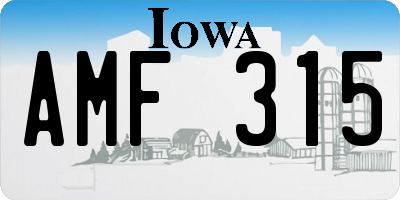 IA license plate AMF315