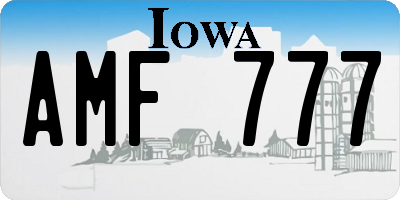 IA license plate AMF777