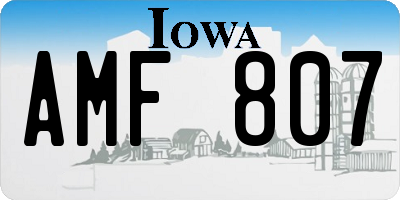 IA license plate AMF807