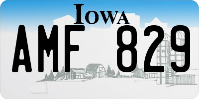 IA license plate AMF829