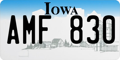 IA license plate AMF830