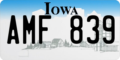 IA license plate AMF839