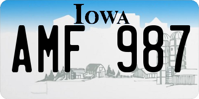 IA license plate AMF987