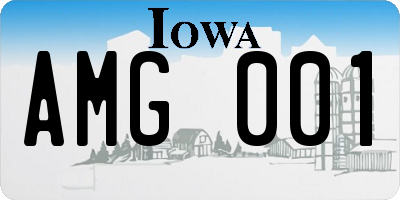 IA license plate AMG001