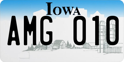 IA license plate AMG010