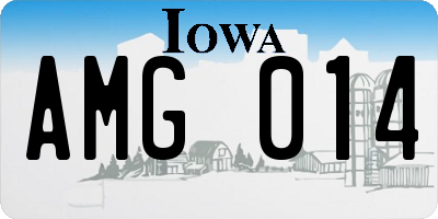 IA license plate AMG014