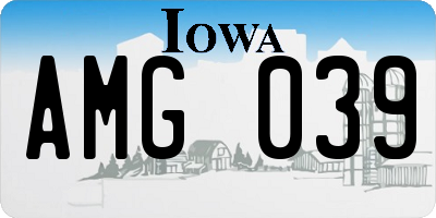 IA license plate AMG039