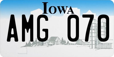 IA license plate AMG070