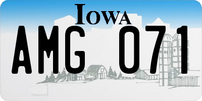 IA license plate AMG071