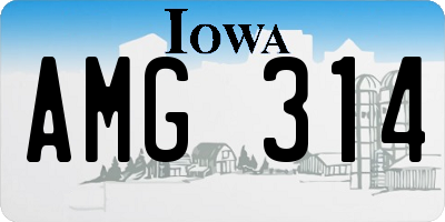 IA license plate AMG314