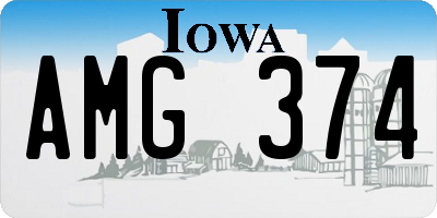 IA license plate AMG374