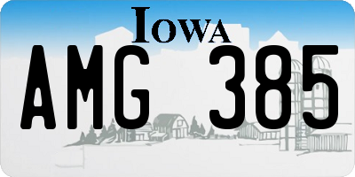 IA license plate AMG385