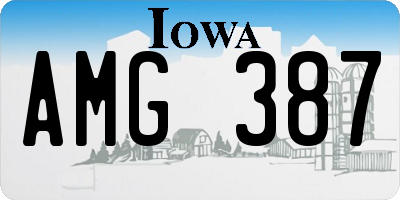 IA license plate AMG387