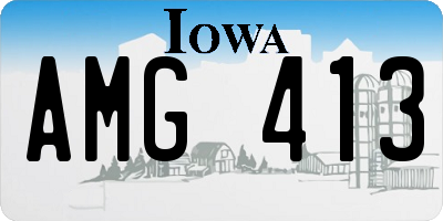 IA license plate AMG413
