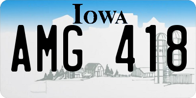 IA license plate AMG418