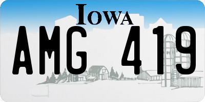 IA license plate AMG419