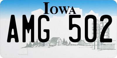 IA license plate AMG502