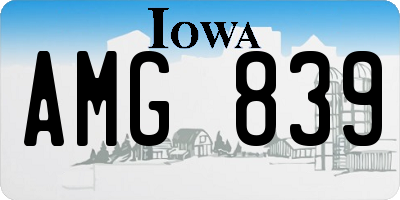 IA license plate AMG839