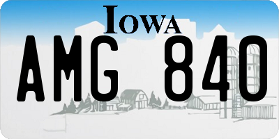 IA license plate AMG840