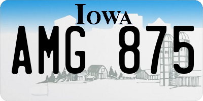 IA license plate AMG875
