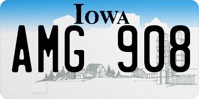 IA license plate AMG908