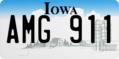 IA license plate AMG911