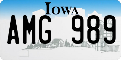IA license plate AMG989