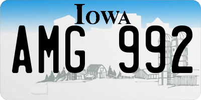 IA license plate AMG992
