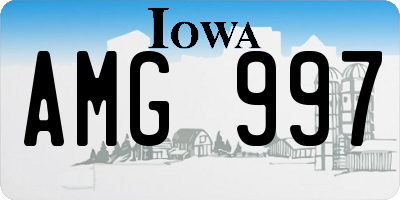IA license plate AMG997