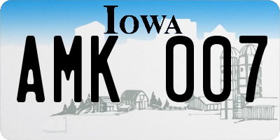 IA license plate AMK007