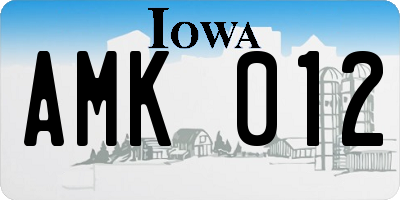 IA license plate AMK012