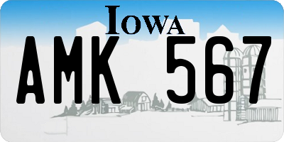 IA license plate AMK567