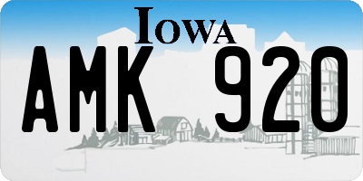 IA license plate AMK920