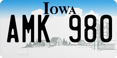 IA license plate AMK980