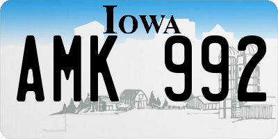 IA license plate AMK992