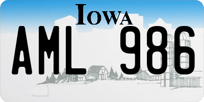 IA license plate AML986