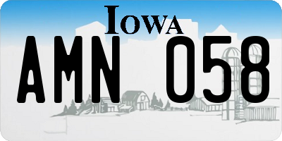 IA license plate AMN058