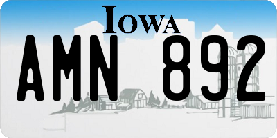 IA license plate AMN892