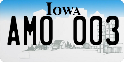 IA license plate AMO003