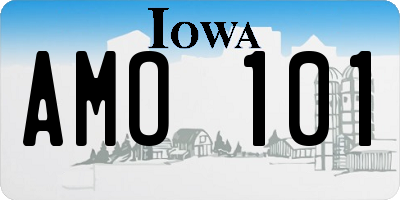 IA license plate AMO101