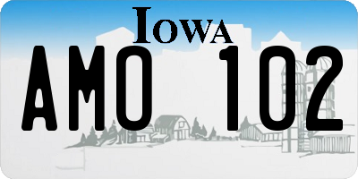 IA license plate AMO102