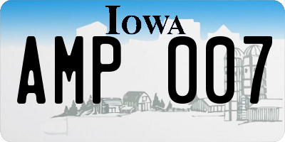 IA license plate AMP007