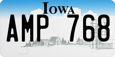 IA license plate AMP768