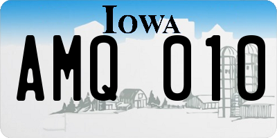 IA license plate AMQ010