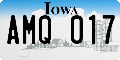 IA license plate AMQ017