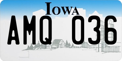 IA license plate AMQ036