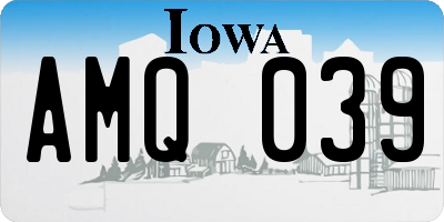 IA license plate AMQ039