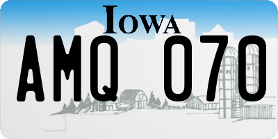 IA license plate AMQ070